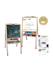 Al Ostoura Toys Double Sided Magnetic White Chalk Drawing Board Art Easel, 5 Pieces, Ages 3+