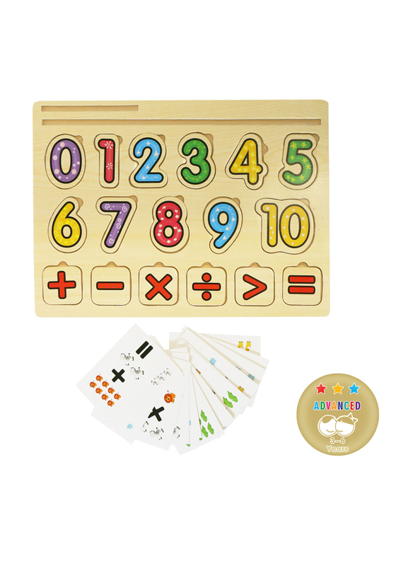Al Ostoura Toys Wooden Digital Numeric 0-10 Shape Learning Educational Toy, Ages 2+