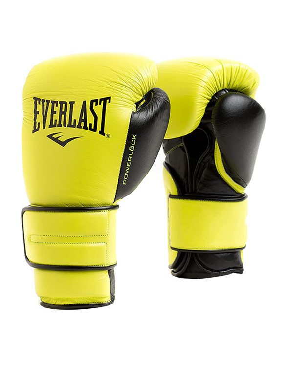 Everlast 10-oz Powerlock 2 Pro Hook & Loop Leather Boxing Training Gloves, Yellow