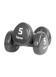 Tiguar Vinyl Dumbbells, 2 x 5 KG, Dark Grey