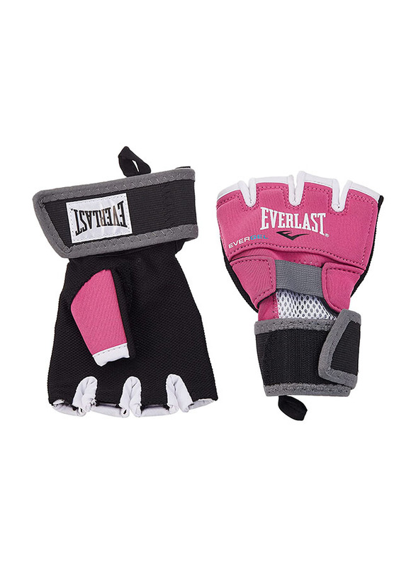 Everlast Large Evergel Hand Wrap Gloves, Black/Pink