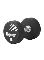 Tiguar PU Round Dumbbell, 15KG, Black