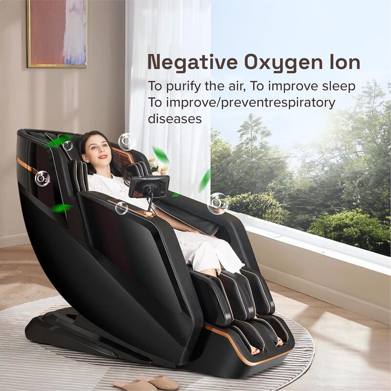 Nourest Lion Massage Chair - 4D Silicon Rollers, Zero Gravity,16 Automatic Programs, Heat, Bluetooth, Ai Technology - Full Body Recliner for Ultimate Relaxation (Black)