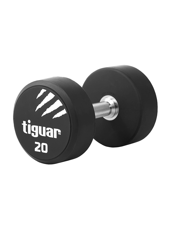 Tiguar PU Round Dumbbell, 20KG, Black