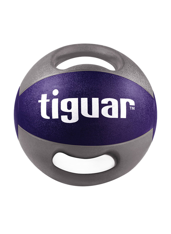 Tiguar Medicine Ball with Handles, 10KG, Purple/Grey