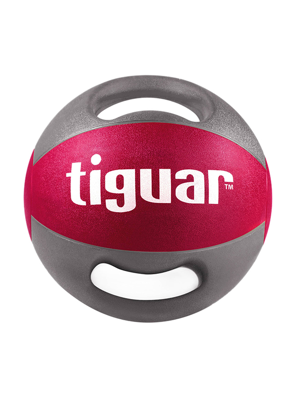 Tiguar Medicine Ball with Handles, 9KG, Red/Grey