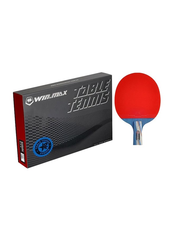 Winmax Short Handle 2 Stars Table Tennis Racket, Red/Blue