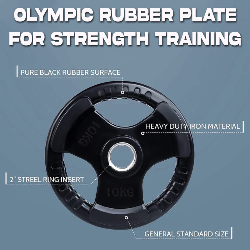 Sky Land Rubber Gym Weight Plate, Em-9264-10, 10Kg, Black