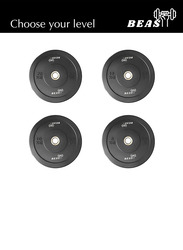 Beast Fitness Olympic Rubber Bumper Plates With Stainless Steel Insert, 20Kg, Black