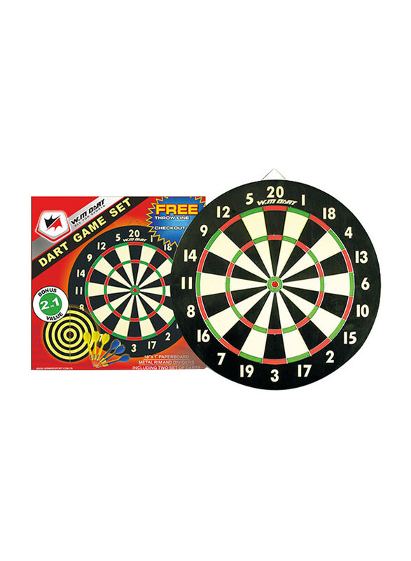 

Winmax 18-inch Paper Dartboard with 6 Steel Tip Darts, Multicolour