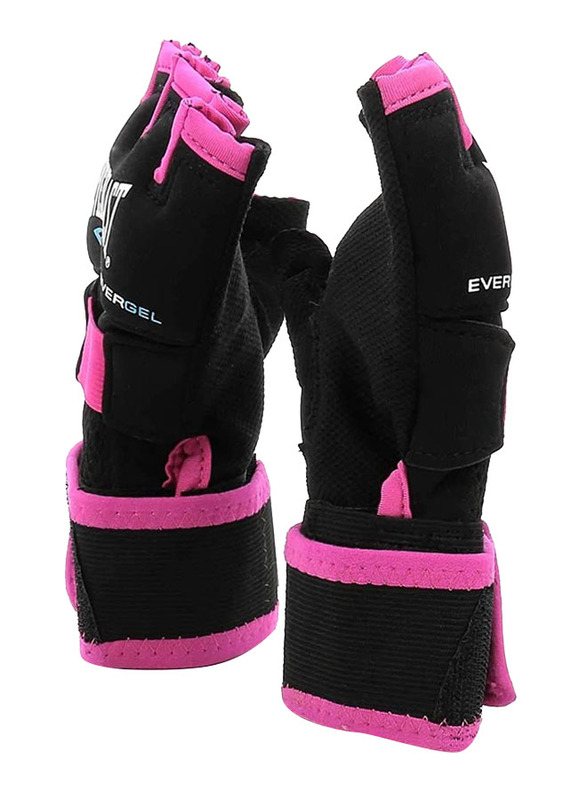 Everlast Medium/Small Evergel Hand Wrap Gloves, Black/Pink