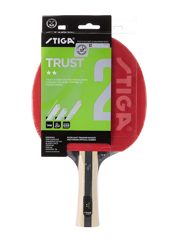 Stiga Trust 2 Star Tennis Bat, Black/Red