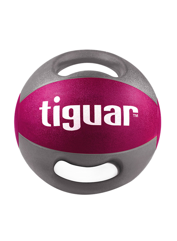 Tiguar Medicine Ball with Handles, 5KG, Pink/Grey