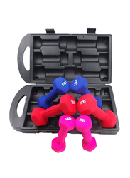 Beast Fitness Neoprene Dumbbell Set with Carrying Case, 9KG, Multicolour