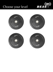 Beast Fitness Olympic Rubber Bumper Plates With Stainless Steel Insert, 10Kg, Black
