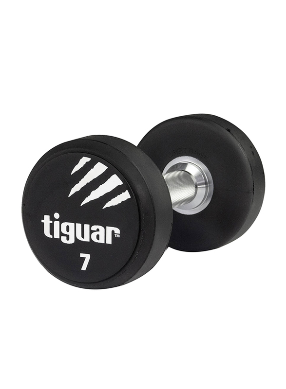 Tiguar PU Round Dumbbell, 7KG, Black