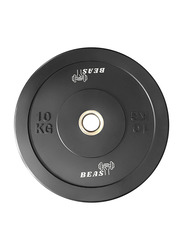 Beast Fitness Olympic Rubber Bumper Plates With Stainless Steel Insert, 10Kg, Black