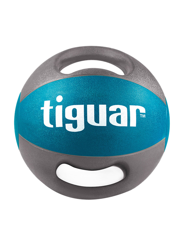 Tiguar Medicine Ball with Handles, 6KG, Blue/Grey