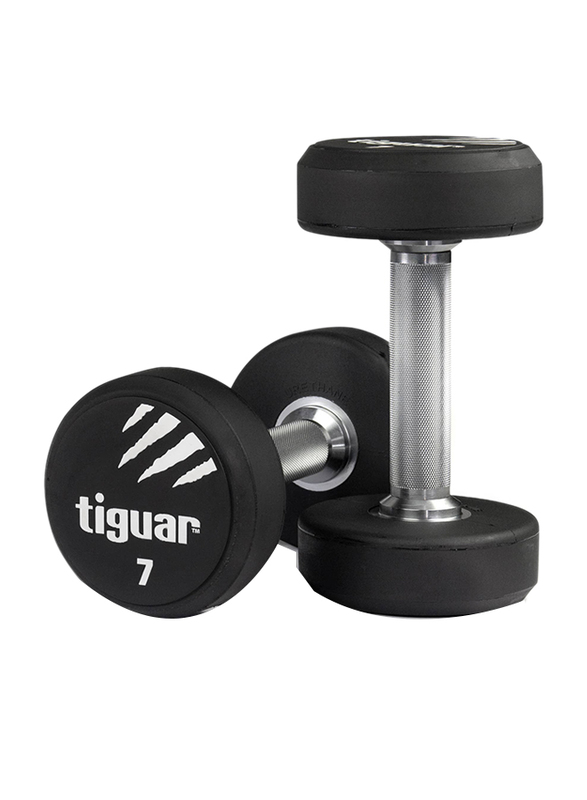 Tiguar PU Round Dumbbell, 7KG, Black