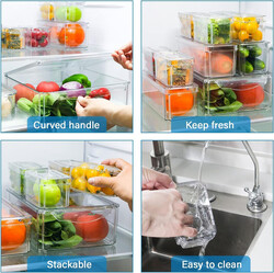 Jinou Fridge Organizers And Storage Made With Premium Quality Acrylic Glass  Fridge Organizer For Fruits, Vegetables, Drinks, Eggs And Other Food 10 Pcs Set