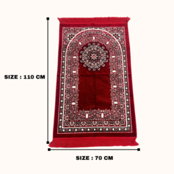 Jinou Prayer Mat with free namaz cap and tasbih beeds,Made With Premium Quality Soft Turkish Velvet,Ramadan Gift Prayer Rug for Men, Women and Grandparents and Kids