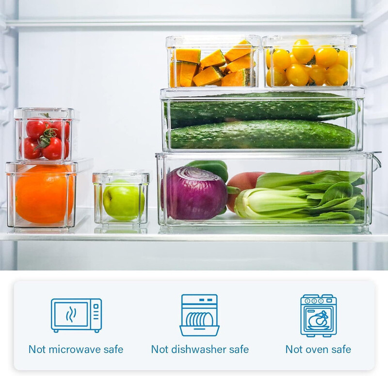 Jinou Fridge Organizers And Storage Made With Premium Quality Acrylic Glass  Fridge Organizer For Fruits, Vegetables, Drinks, Eggs And Other Food 10 Pcs Set