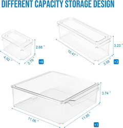 Jinou Fridge Organizers And Storage Made With Premium Quality Acrylic Glass  Fridge Organizer For Fruits, Vegetables, Drinks, Eggs And Other Food 10 Pcs Set