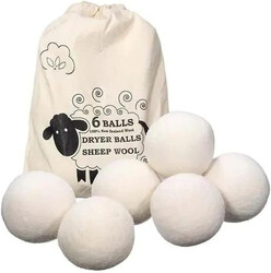 Jinou Dryer Balls- Made With 100% Pure New Zealand’s Sheep Wool - 6 Pcs Dryer Wool Balls Packed In Premium Quality Cotton Bag