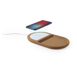 Jinou 2 in 1 Organizer Charger, Made of Natural Cork  Compatible with Devices Equipped with Wireless Charging Technology