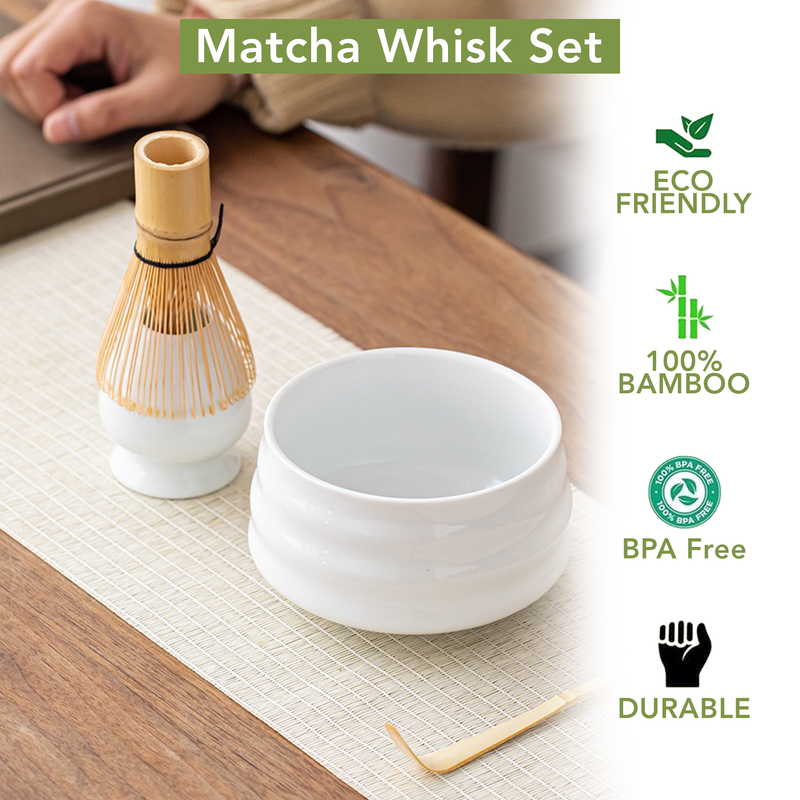 Jinou Matcha Set Made With Natural Bamboo And Premium Quality Ceramic Matcha Whisk For Mixing The Matcha Tea 4 pcs set