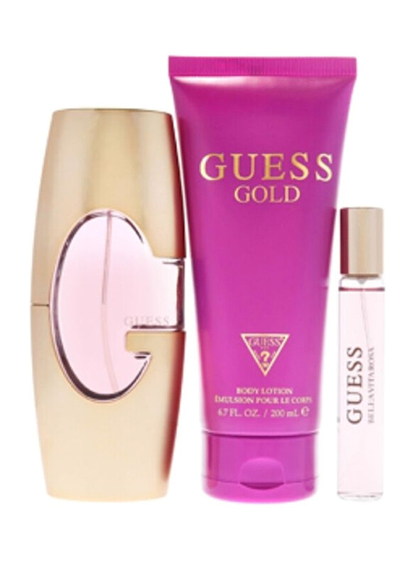 

Guess 3-Piece Gold Gift Set for Women, 75ml EDT Perfume, 15ml Travel Spray, 200ml Body Lotion