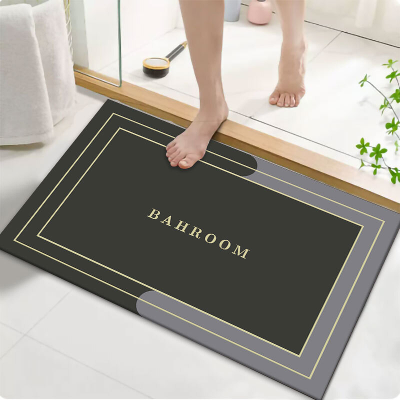 Mei Lifestyle Diatom Mud Anti Slip Bathroom Mat With Printed Design Stylish & Super Absorbent With Soft Material (50X80)