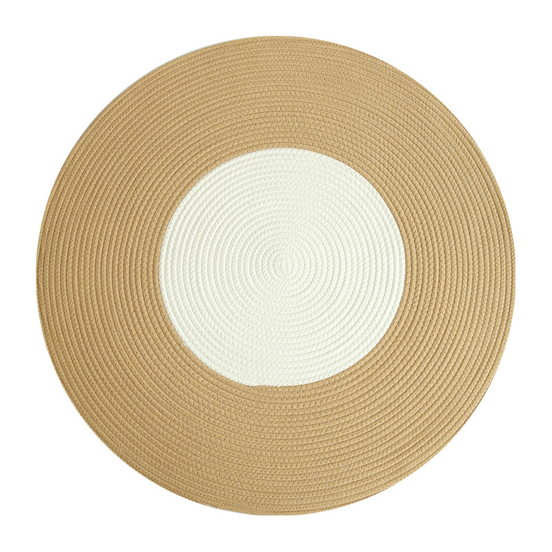 Hand Woven Jute Tassel Round Living Room Carpet With Anti Slip Bottom (Size 80CM)