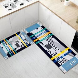 Mei Lifestyle 2 PCS Set Large Kitchen Mats With Thick Non Slip Bottom For Kitchen Floor With Beautiful Design (50X80CM And 50X160CM)