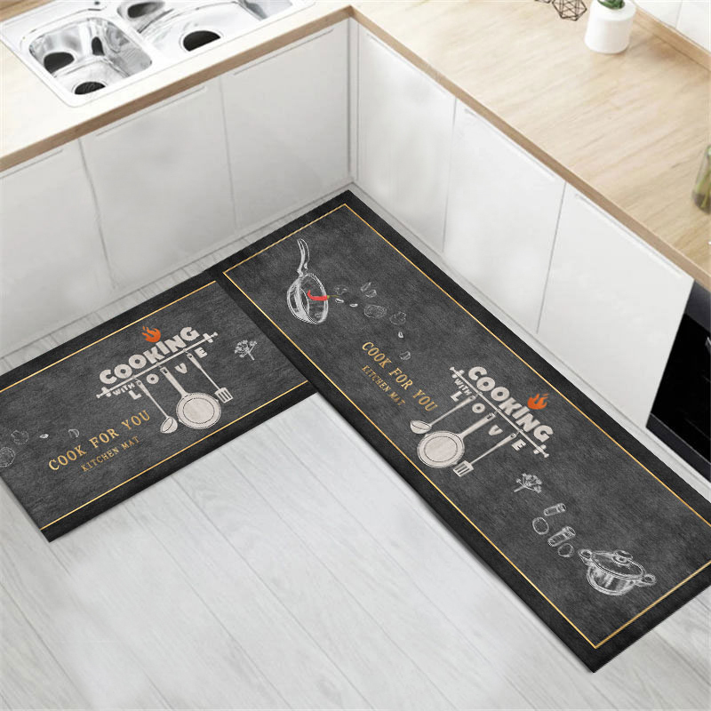 Mei Lifestyle 2 PCS Set Large Kitchen Mats With Thick Non Slip Bottom For Kitchen Floor With Beautiful Design (50X80CM And 50X160CM)