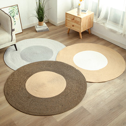 Hand Woven Jute Tassel Round Living Room Carpet With Anti Slip Bottom (Size 80CM)