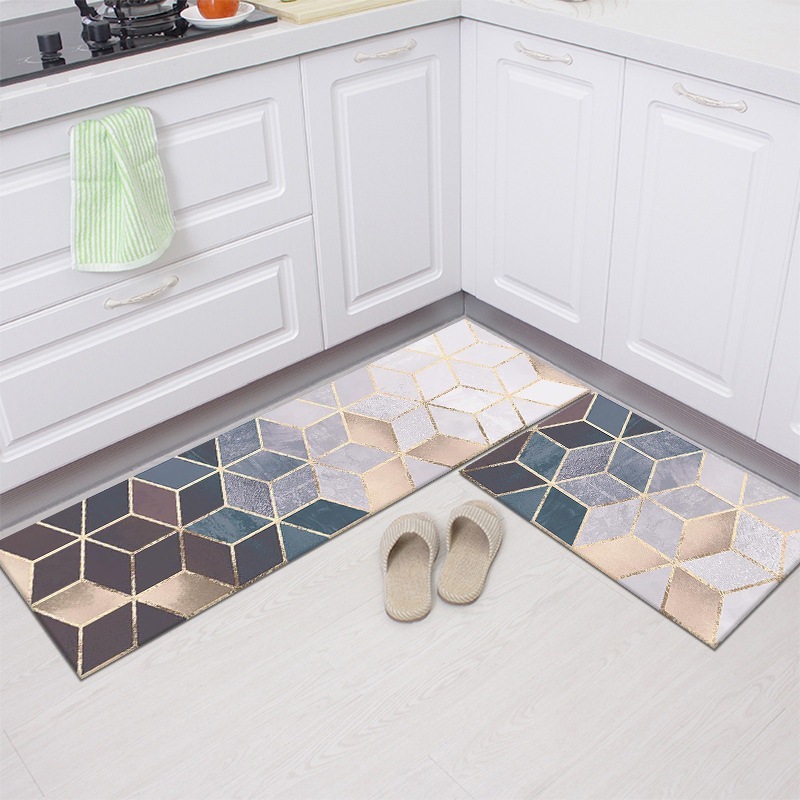 2 PCS Set Large Kitchen Mats With Thick Non Slip Bottom For Kitchen Floor With Beautiful Design 50*80CM And 50*160CM