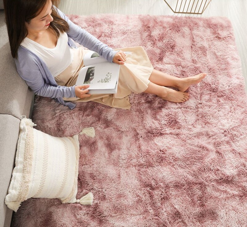 Modern Wool Fluffy Floor Mat Carpet with Antislip High Pile Bottom with Upgraded Foam (Size 120*160CM)