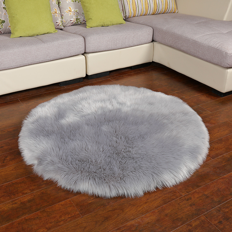 Mei Lifestyle Super Soft Rabbit Fur Round Living Room Carpet With Anti Slip Bottom (Size 80CM)