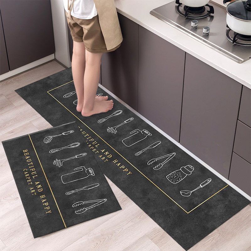 Mei Lifestyle 2 PCS Set Large Kitchen Mats With Thick Non Slip Bottom For Kitchen Floor With Beautiful Design (50X80CM And 50X160CM)
