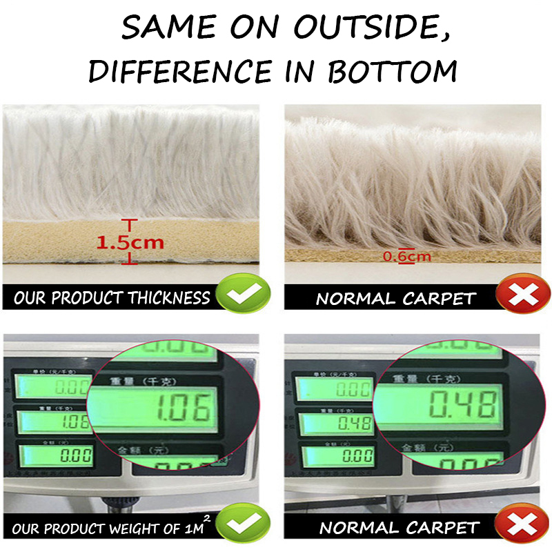 Modern Wool Fluffy Floor Mat Carpet with Anti slip High Pile Bottom with Upgraded Foam (Size 120*160CM)