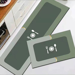 Mei Lifestyle 2 PCS Set Large Kitchen Mats With Thick Non Slip Bottom For Kitchen Floor With Beautiful Design (50X80CM And 50X160CM)