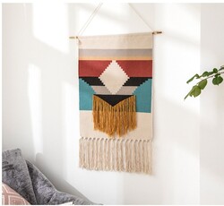 Handwoven Bohemian Style Hanging Tapestry For Home Decoration (Size 70*50 and 20CM Tassel)