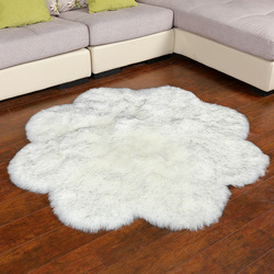 Mei Lifestyle Super Soft Rabbit Fur Flower Design Living Room Carpet With Anti Slip Bottom (Size 80CM)