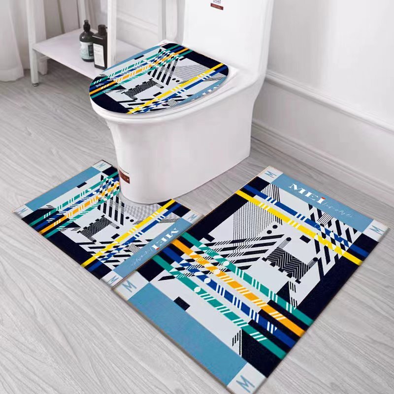 Mei Lifestyle 3 PCS Set Of Non Slip Bathroom Rug Made With Soft Material  Which Fit Around Most Toilets With Beautiful Design