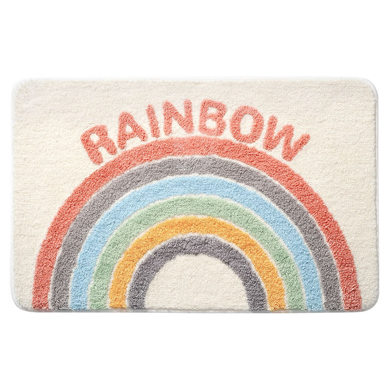 Rainbow Bathroom Rugs Non-slip Rugs Cushions Absorbent Soft Plush Doormat for Bedroom Entrance Mats Anti-Slip Door Mat (50x80cm)
