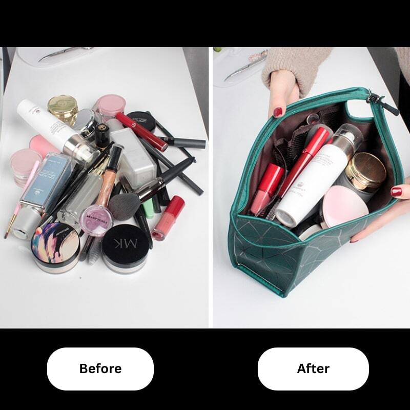 Travel Makeup Cosmetics Pouch Multifunctional Portable Toiletry Organizer Storage Bag (21*7*14 cm)