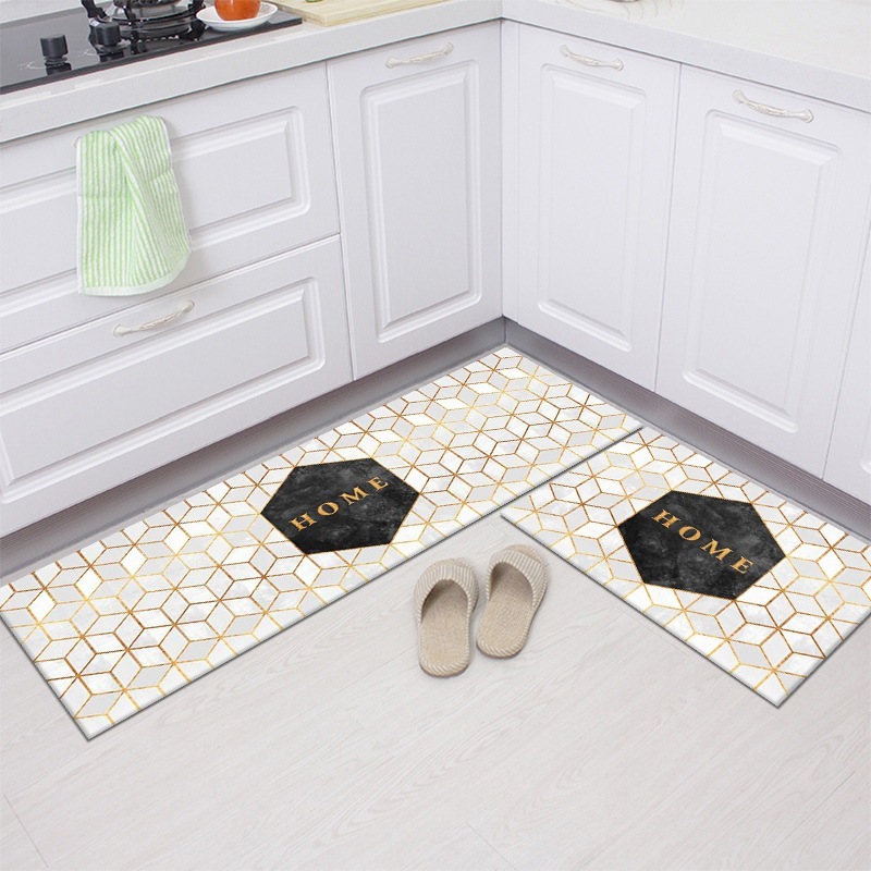 2 PCS Set Large Kitchen Mats With Thick Non Slip Bottom For Kitchen Floor With Beautiful Design 50*80CM And 50*160CM