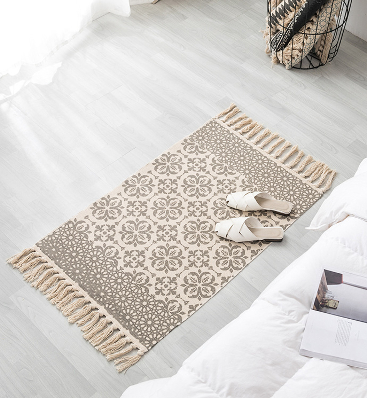 

Home Décor Ethnic Style Handwoven Tassel Carpet For Living Room Bedroom (Size 60*90CM)