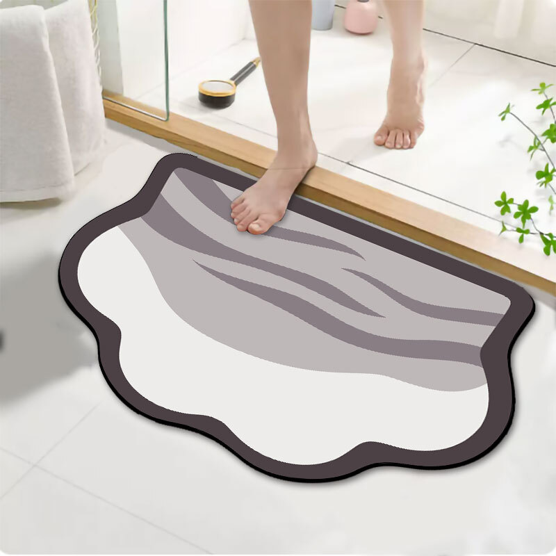 Mei Lifestyle Diatom Mud Anti Slip Bathroom Mat With Printed Design Stylish & Super Absorbent With Soft Material (50X80)